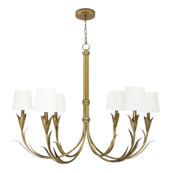 River Reed Chandelier - Antique Gold Leaf